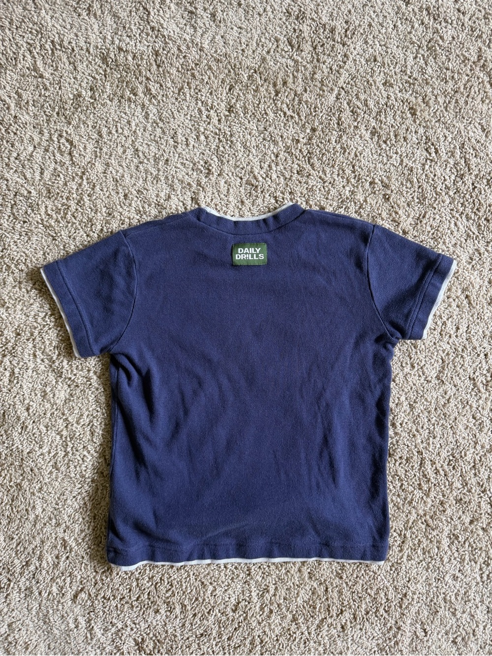 Daily Drills S/M Navy Ribbed Tee with White Trim - Picture 3 of 3